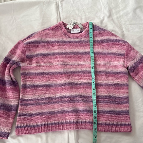 NWT- Girls striped pink purple multi color long sleeve sweater. - Picture 6 of 8